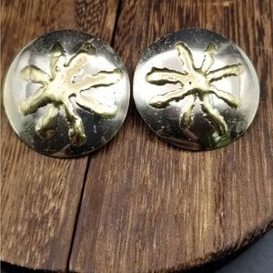 Luciano solid silver and gold detailing 1970 era vintage designer earrings E0329